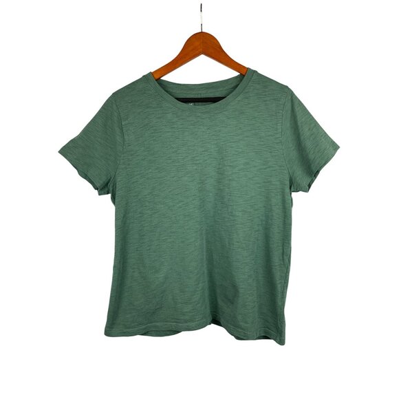 J.Crew Womens Girlfriend Tee Green Slub Cotton Short Sleeve L - Picture 1 of 4